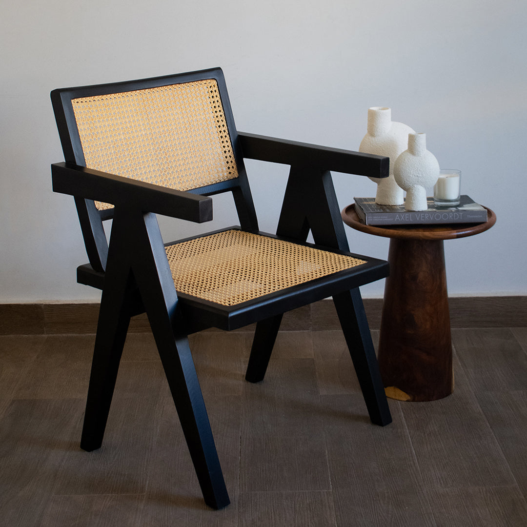 Solid Wood & Cane Lounge Chair | Modern Accent Chair